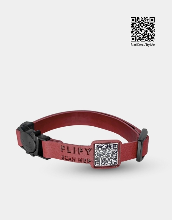 QR Kodlu Kedi Tasması (Safety Click) Bordo