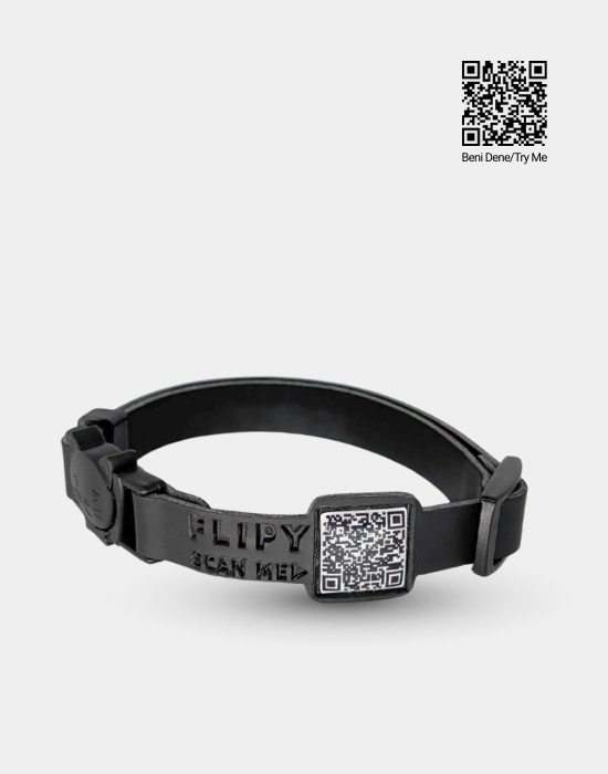 QR Kodlu Kedi Tasması (Safety Click) Siyah